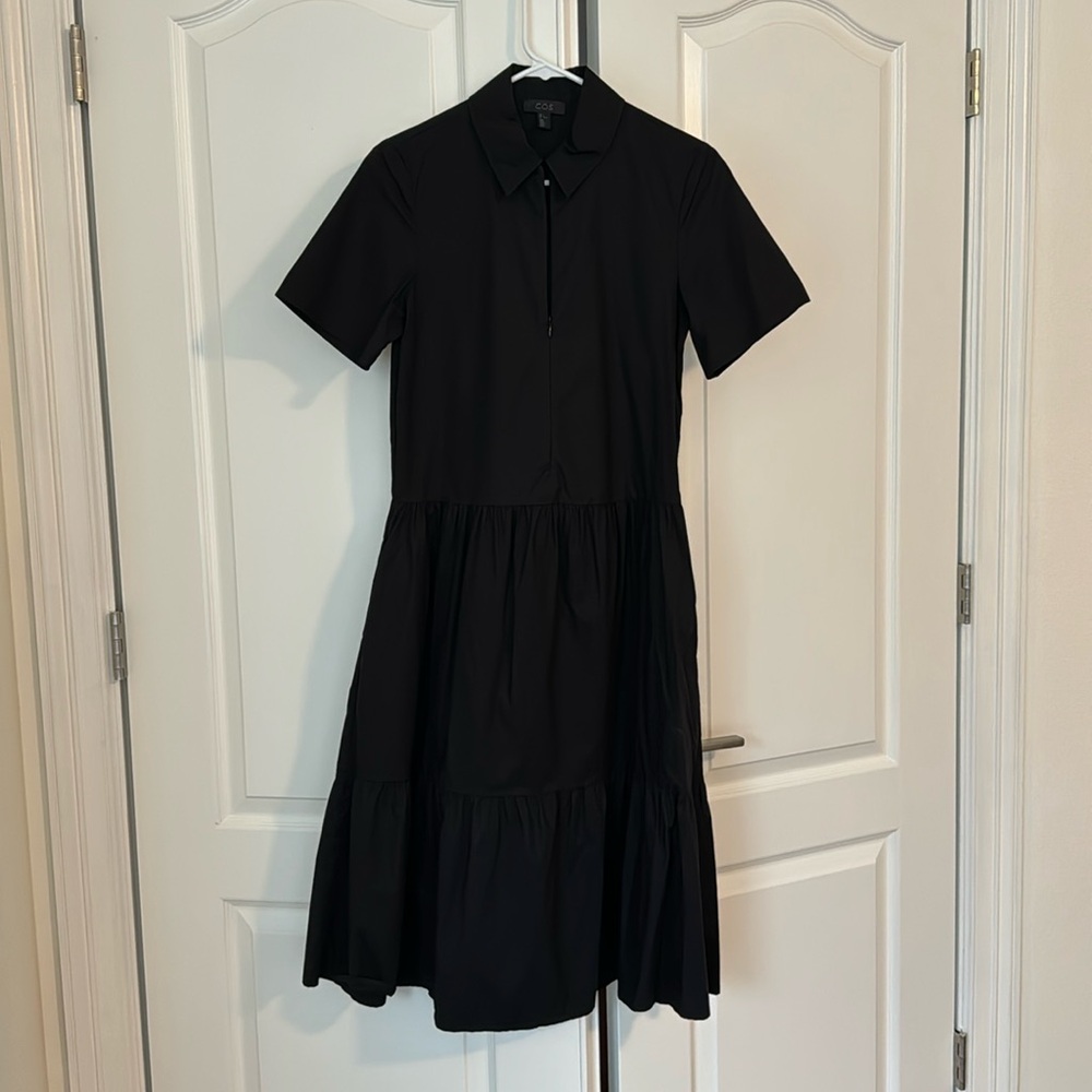 COS black tiered cotton dress size 2
